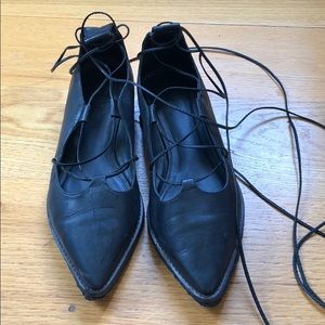 Tibi lace up ballet flats